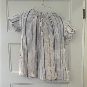 Carter's Blue and White Striped Blouse with Ruffled Sleeves